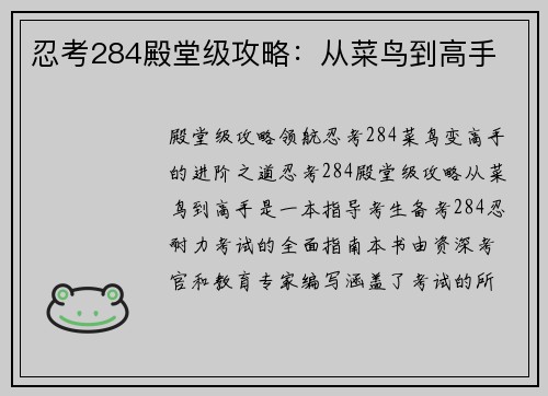 忍考284殿堂级攻略：从菜鸟到高手